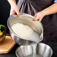 রাইস ওয়াশার ছাঁকনি বাটি স্টেইনলেস স্টিলের চাল ধোয়ার বাটি চাল চালনি কোলান্ডার ফল এবং সবজি ছাঁকনি রান্নাঘরের সরঞ্জাম Rice Washer Strainer Bowl — 1