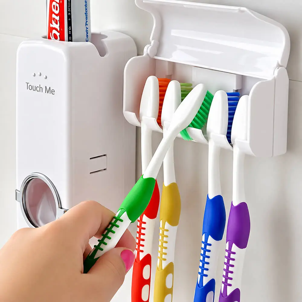 Automatic Toothpaste Dispenser With Toothbrush Holder