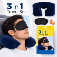 Travel Selection 3 in 1 with Comfort Neck Pillow Sleeping Eye Mask & Travel Earplug Set — 1